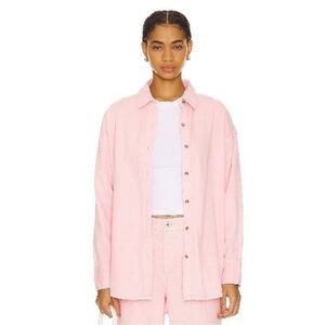 Favorite Daughter Ex-Boyfriend Shirt Oversized Pink Button Down Longsleeve Large